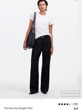 Madewell Slouchy Straight Pant - Black